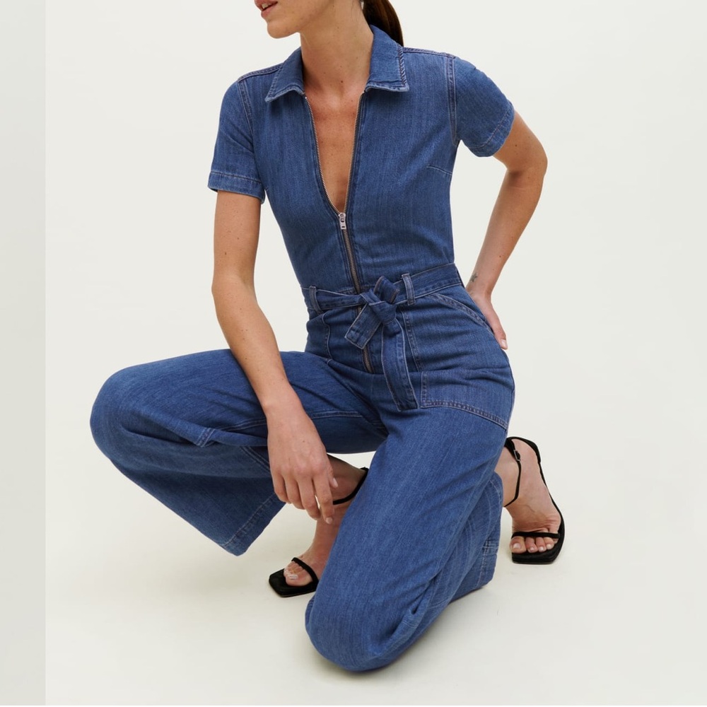 Reformation Cassidy Denim Jumpsuit - still in stores
